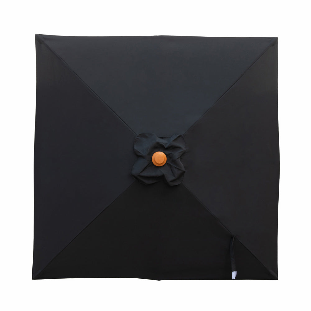 Black 2m square "timber-look" aluminium umbrella with cover - Billy Fresh