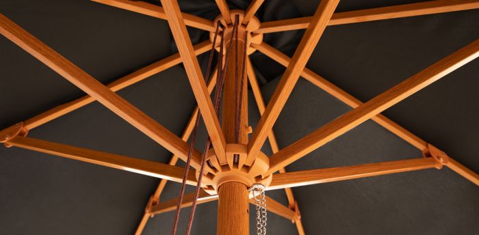 Black 3m Aluminium Umbrella with Cover - Timber-Look Frame