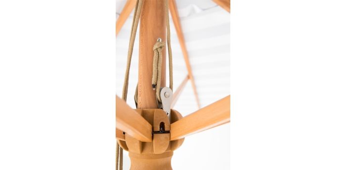 Peninsula 3m Bamboo Umbrella with Cover - Grey & White Stripe