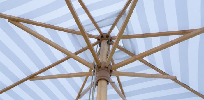 Peninsula 2m Bamboo Umbrella with Cover - Grey & White Stripe