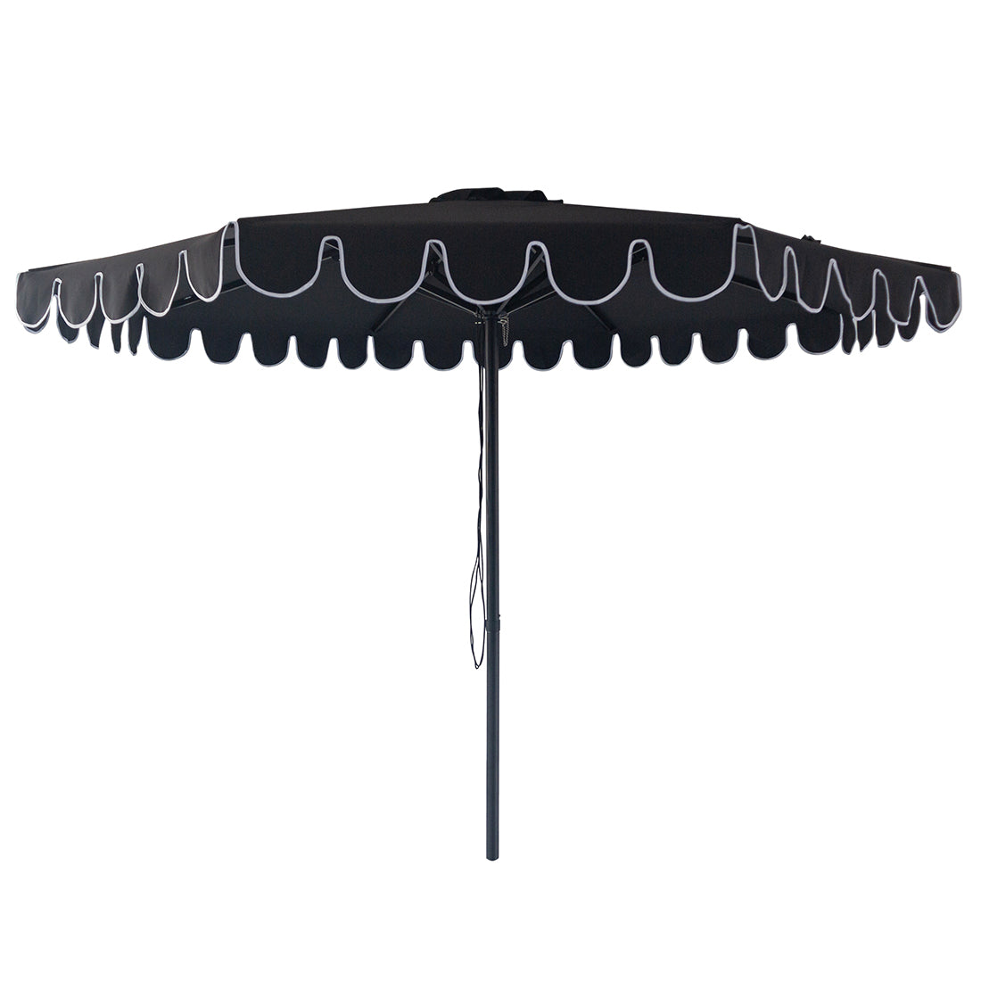 Midnight - 3m octagonal aluminium umbrella with flap and cover - Black with white trim - Billy Fresh