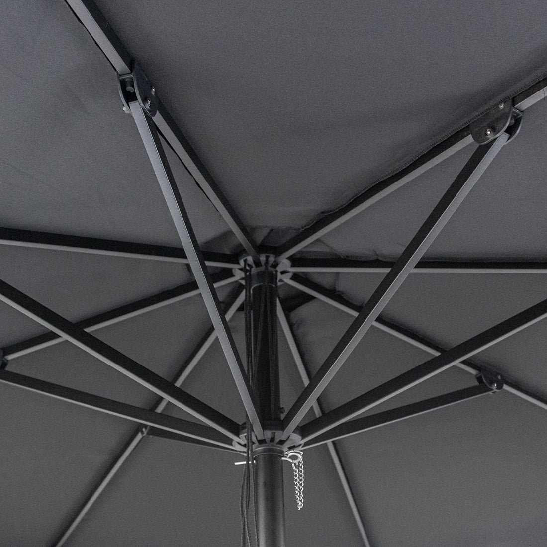 Midnight 3m Aluminium Umbrella with Scallop Edge and Cover - Black with White Trim