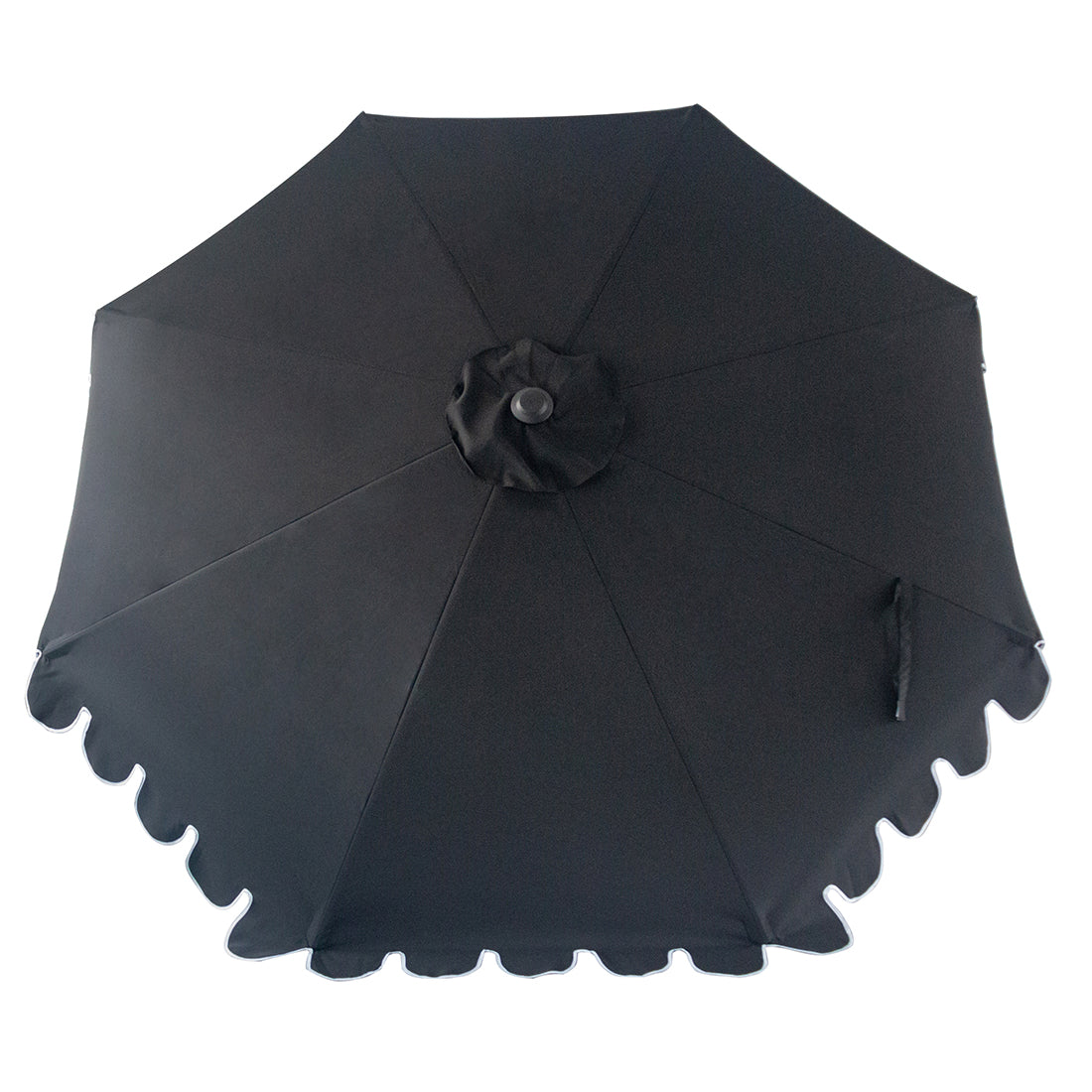Midnight 3m Aluminium Umbrella with Scallop Edge and Cover - Black with White Trim
