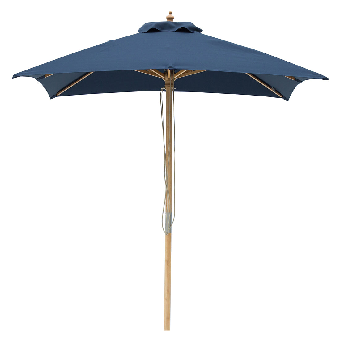 Navy 2m square wooden market umbrella with cover