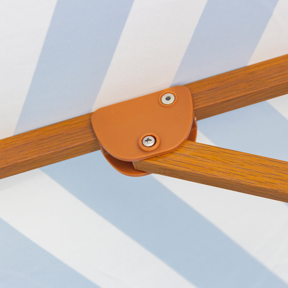 Byron Bay 3m Aluminium Umbrella with Cover – Blue & White Stripe (Timber-Look Frame)