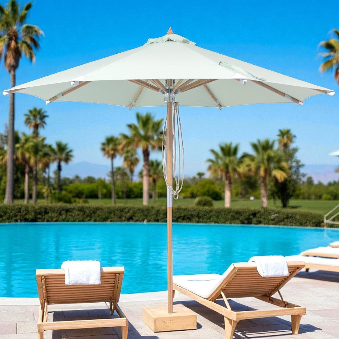 3m Deluxe Bamboo Umbrella with Cover - Sage