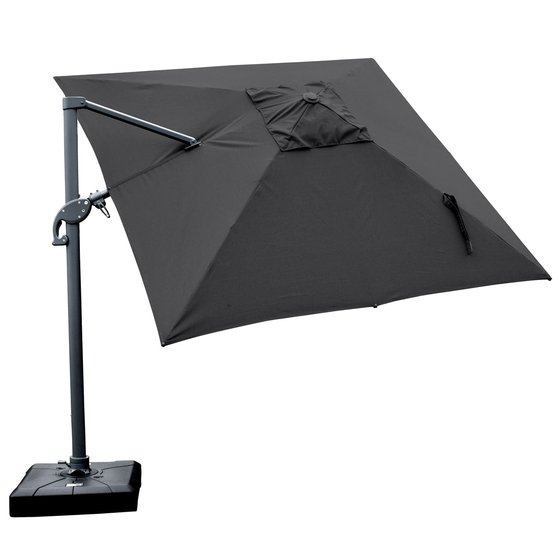 Amalfi 3m cantilever umbrella dark grey inc. water base