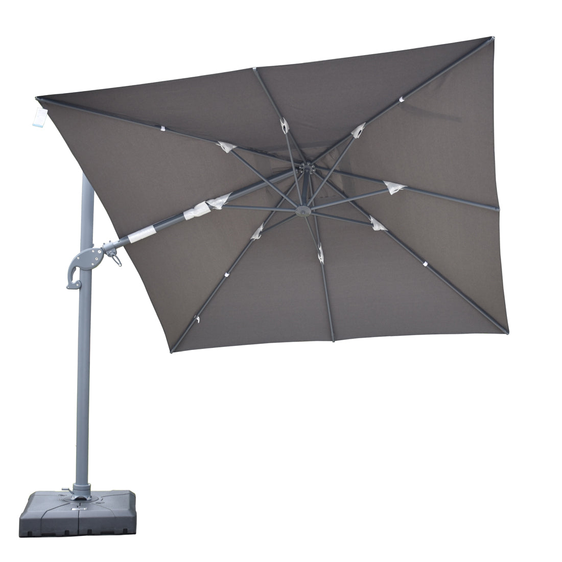 Amalfi 3m cantilever umbrella light grey inc. water base - Billy Fresh