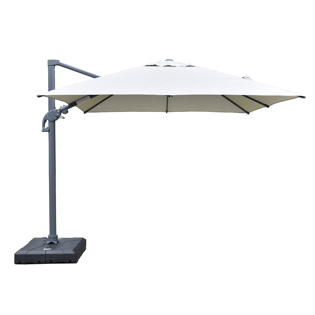 Amalfi 3m cantilever umbrella light grey inc. water base - Billy Fresh