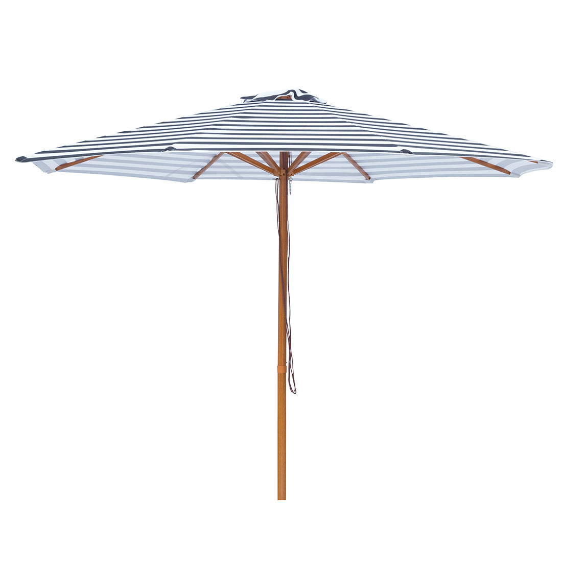 Aruba 3m Aluminium Umbrella with Cover - Black & White Stripe (Timber-Look Frame)