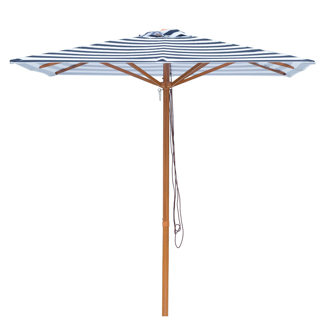 Bahamas 2m Aluminium Umbrella with Cover - Navy & White Stripe (Timber-Look Frame)
