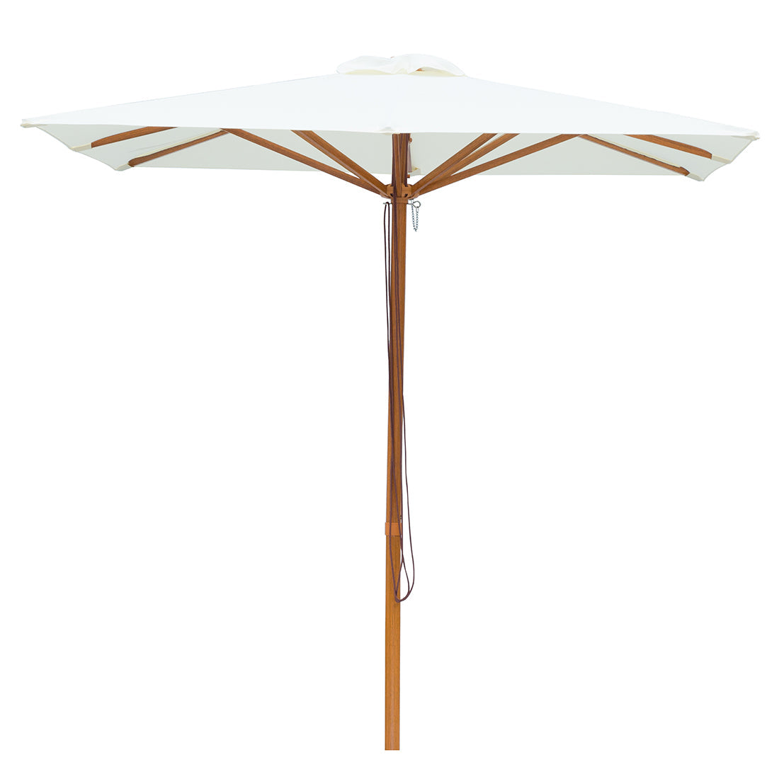 Cream 2m Aluminium Umbrella with Cover - Cream (Timber-Look Frame)