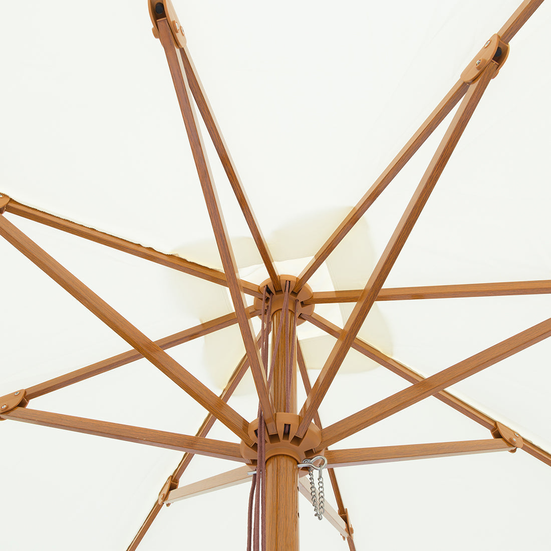 Cream 2m Aluminium Umbrella with Cover - Cream (Timber-Look Frame)