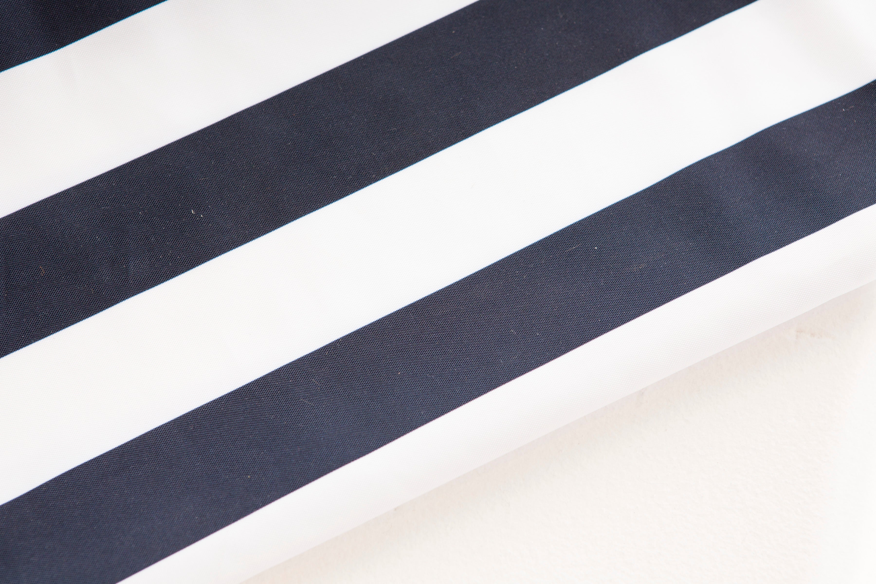 St. Tropez 2m Bamboo Umbrella with Cover - Navy & White Stripe