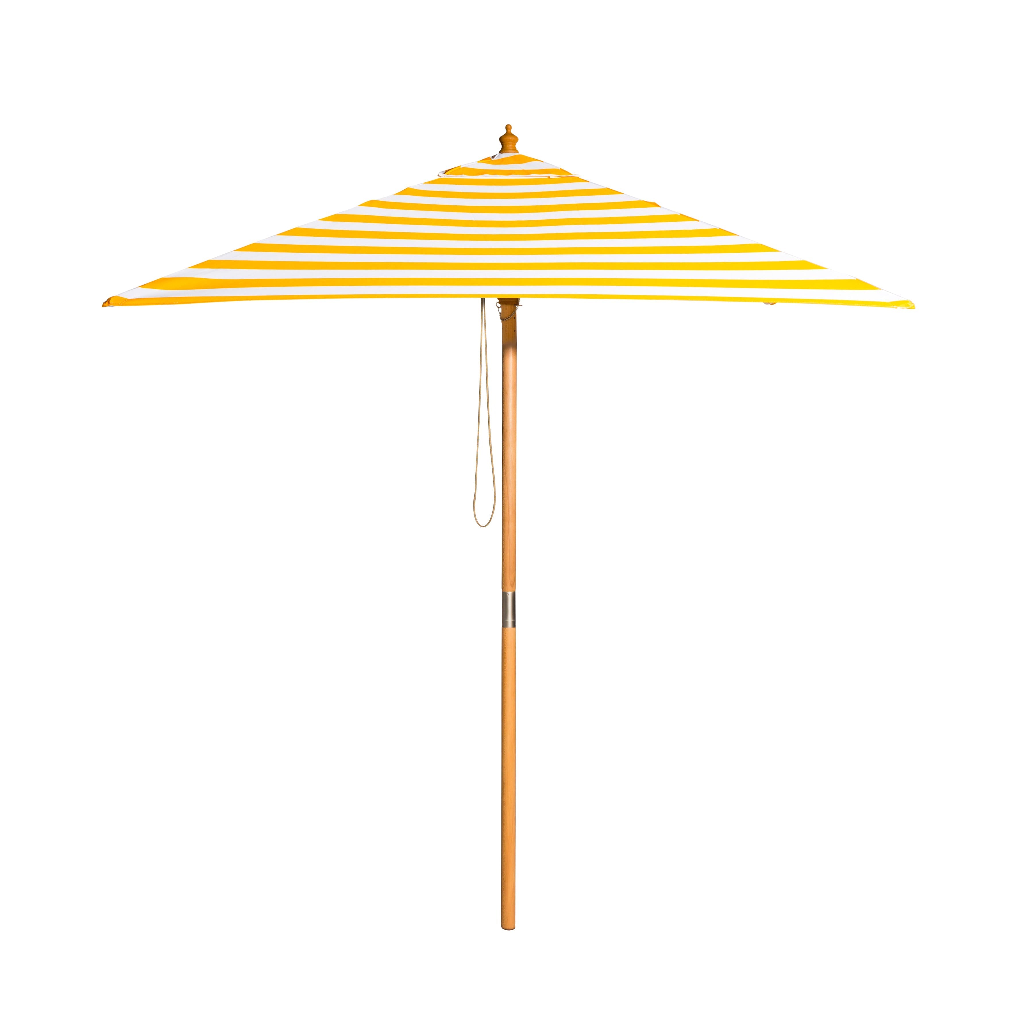 Sunny Marbella 2m Bamboo Umbrella with Cover - Yellow & White Stripe