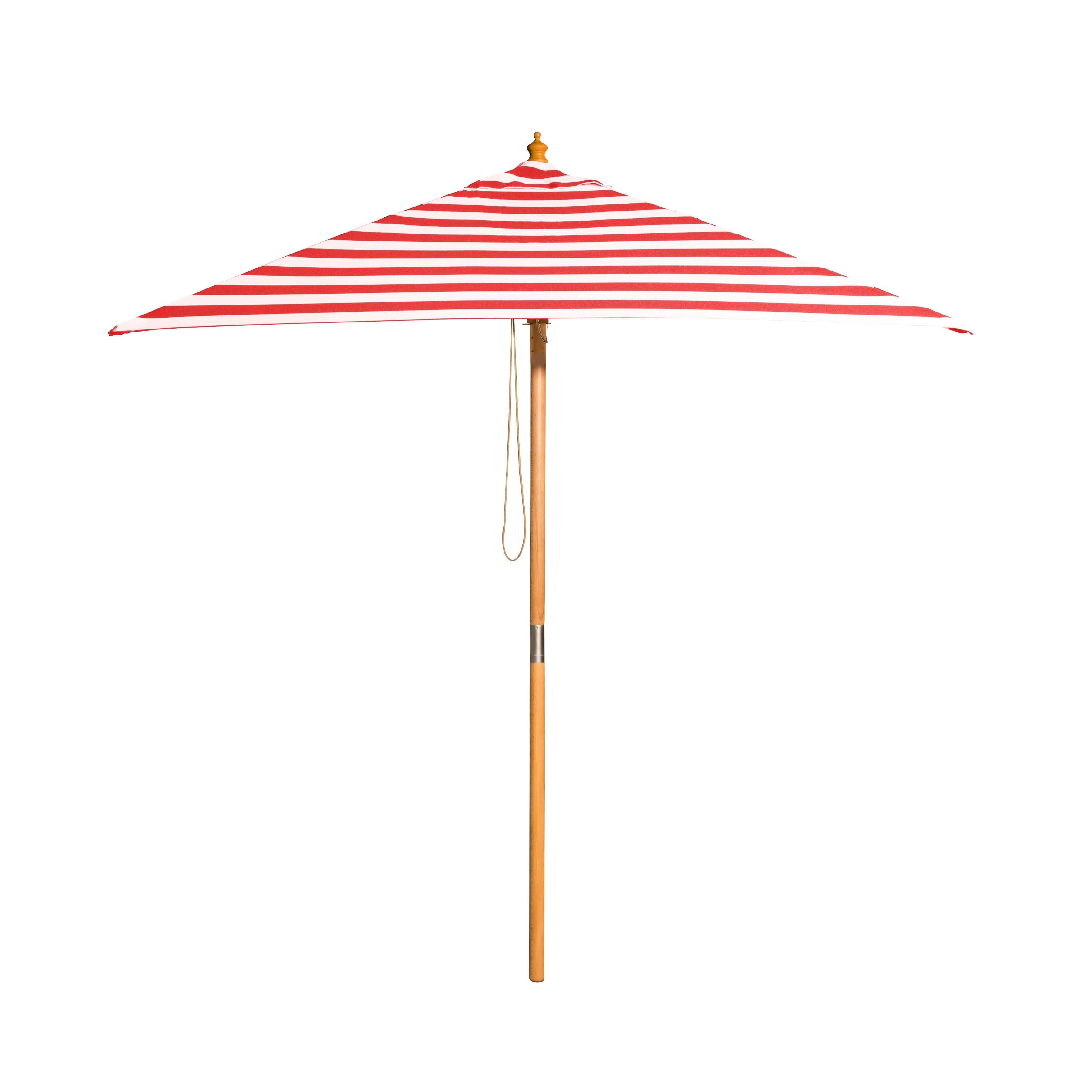 Monte Carlo 2m Bamboo Umbrella with Cover - Red & White Stripe