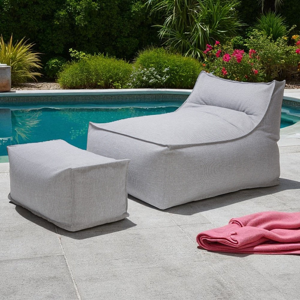 Superior Outdoor Beanbag Lounger and Ottoman-light grey