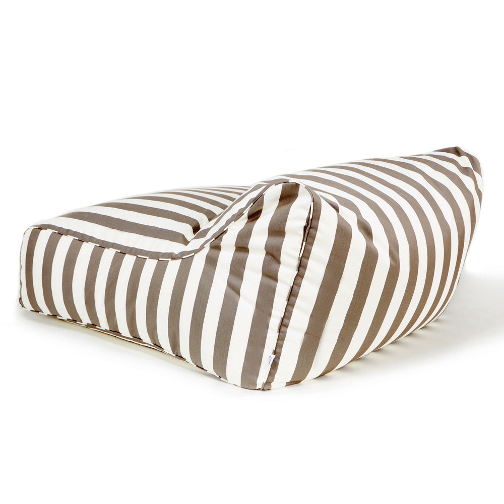 Hang Out Double Outdoor Beanbag Taupe and White Stripe