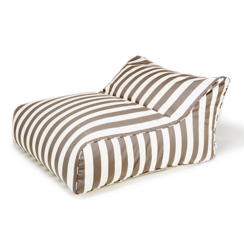 Hang Out Double Outdoor Beanbag Taupe and White Stripe