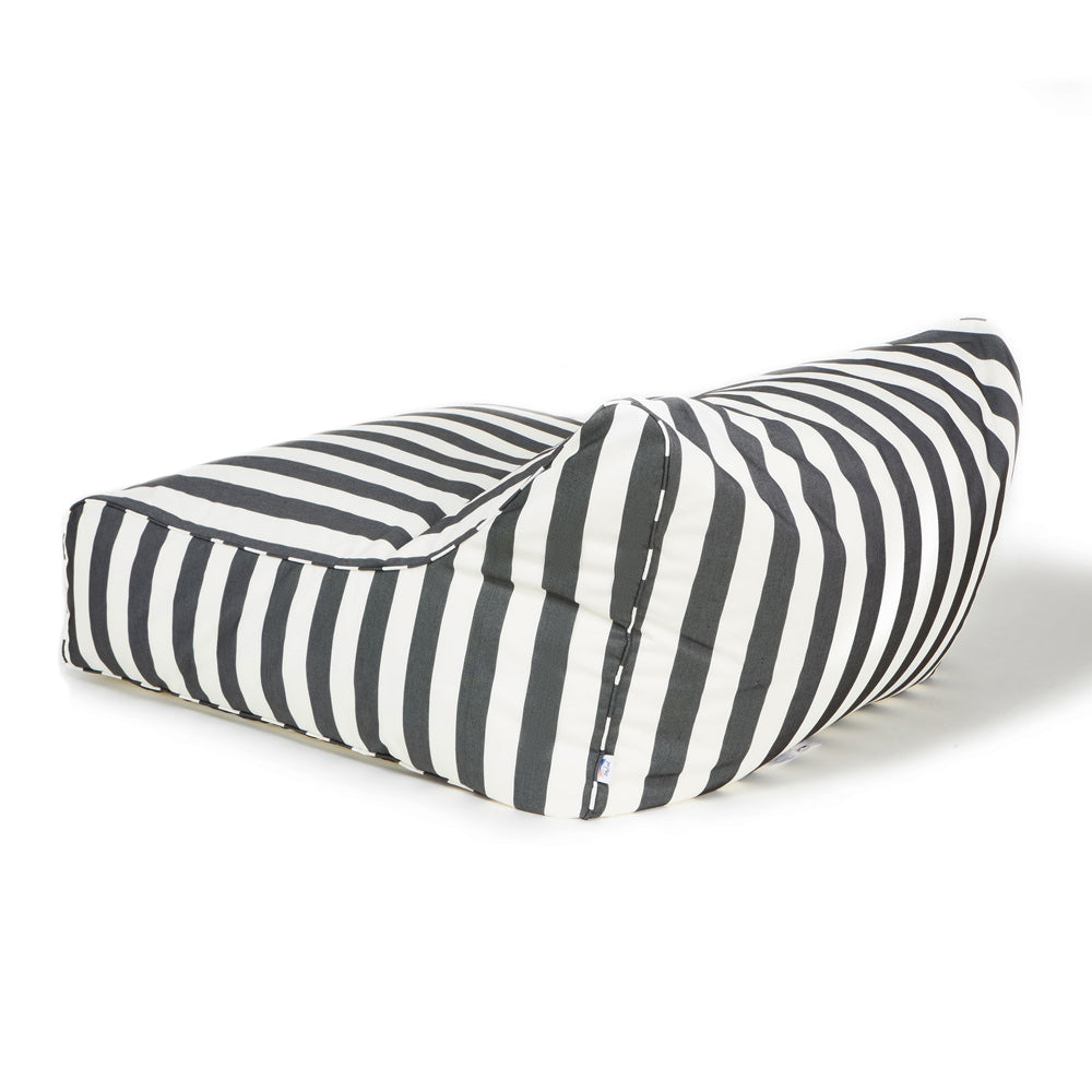 Hang Out Double Outdoor Beanbag - Charcoal & White Stripe