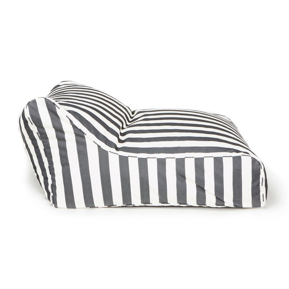 Hang Out Double Outdoor Beanbag - Charcoal & White Stripe