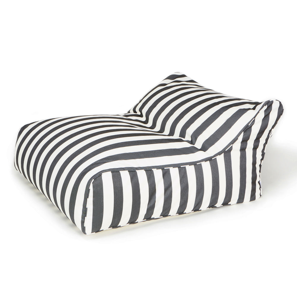 Hang Out Double Outdoor Beanbag - Charcoal & White Stripe