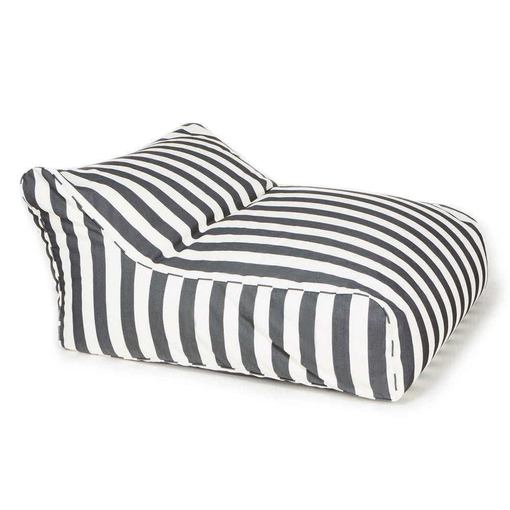 Hang Out Double Outdoor Beanbag - Charcoal & White Stripe