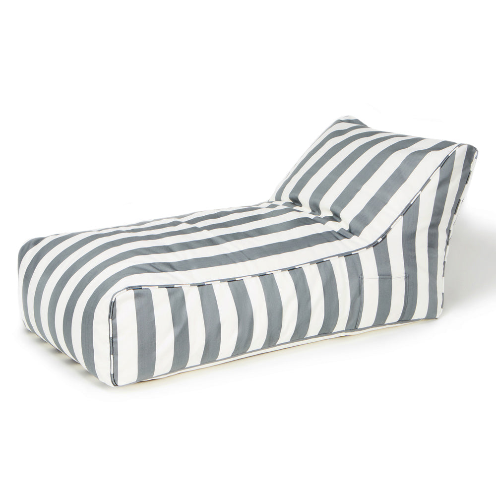 Laid Back Outdoor Beanbag - Grey & White Stripe(Olefin fabric)