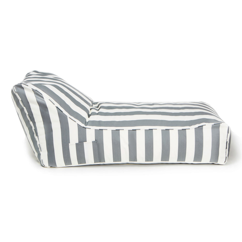 Laid Back Outdoor Beanbag - Grey & White Stripe(Olefin fabric)