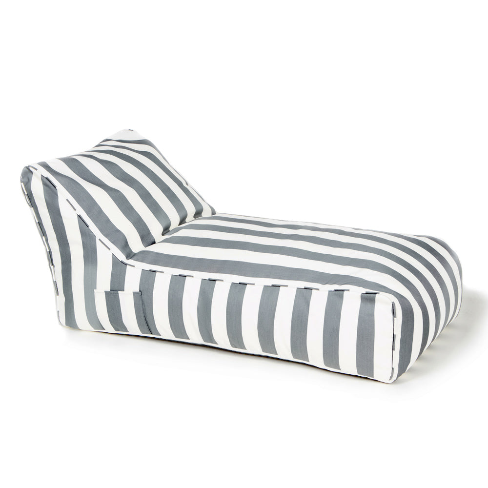 Laid Back Outdoor Beanbag - Grey & White Stripe(Olefin fabric)