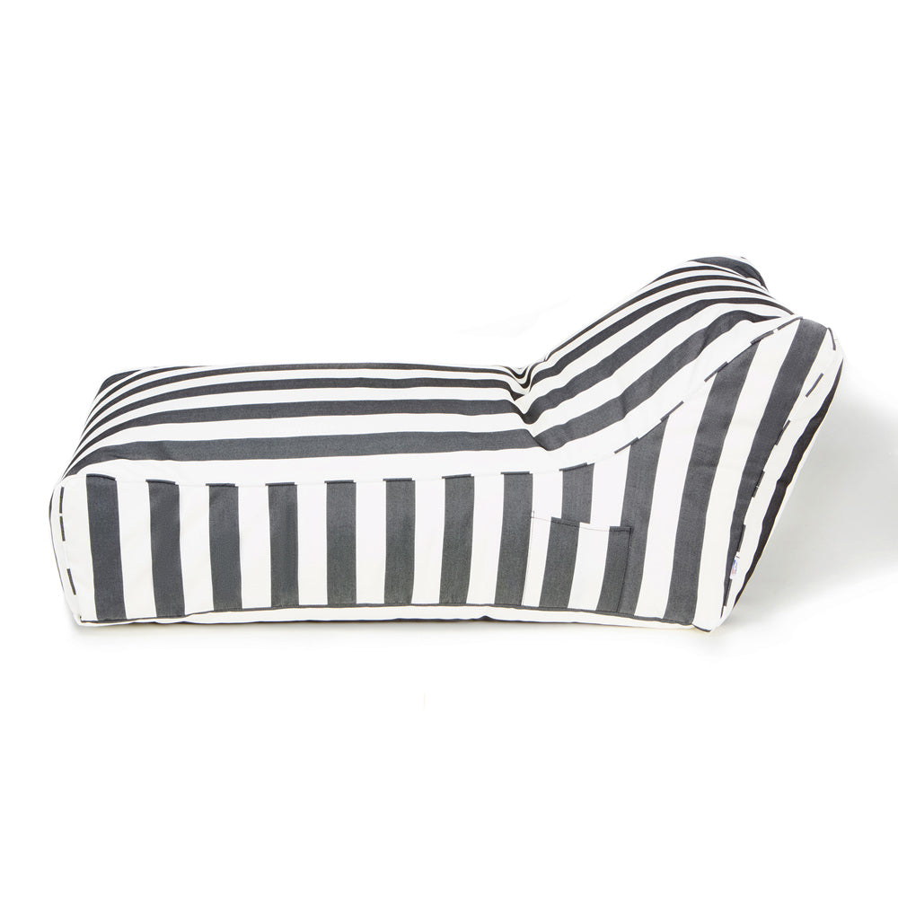Laid Back Outdoor Beanbag - Charcoal & White Stripe