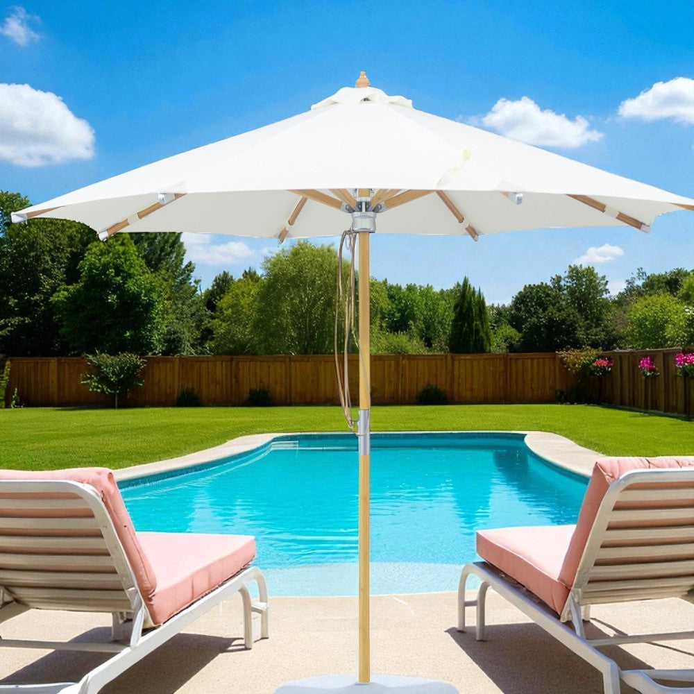 3m Deluxe Bamboo Umbrella with Cover - Cream