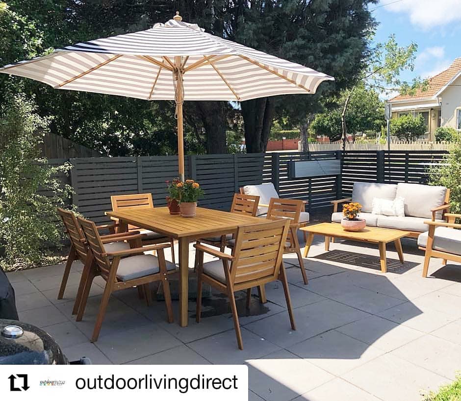 Coastal 3m Bamboo Umbrella with Cover - Taupe & White Stripe