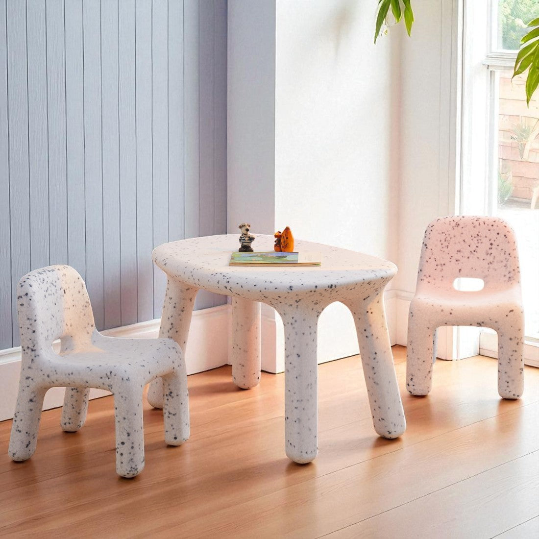 Odie Kids 3pc Table and Chair Set - Black Sprinkle