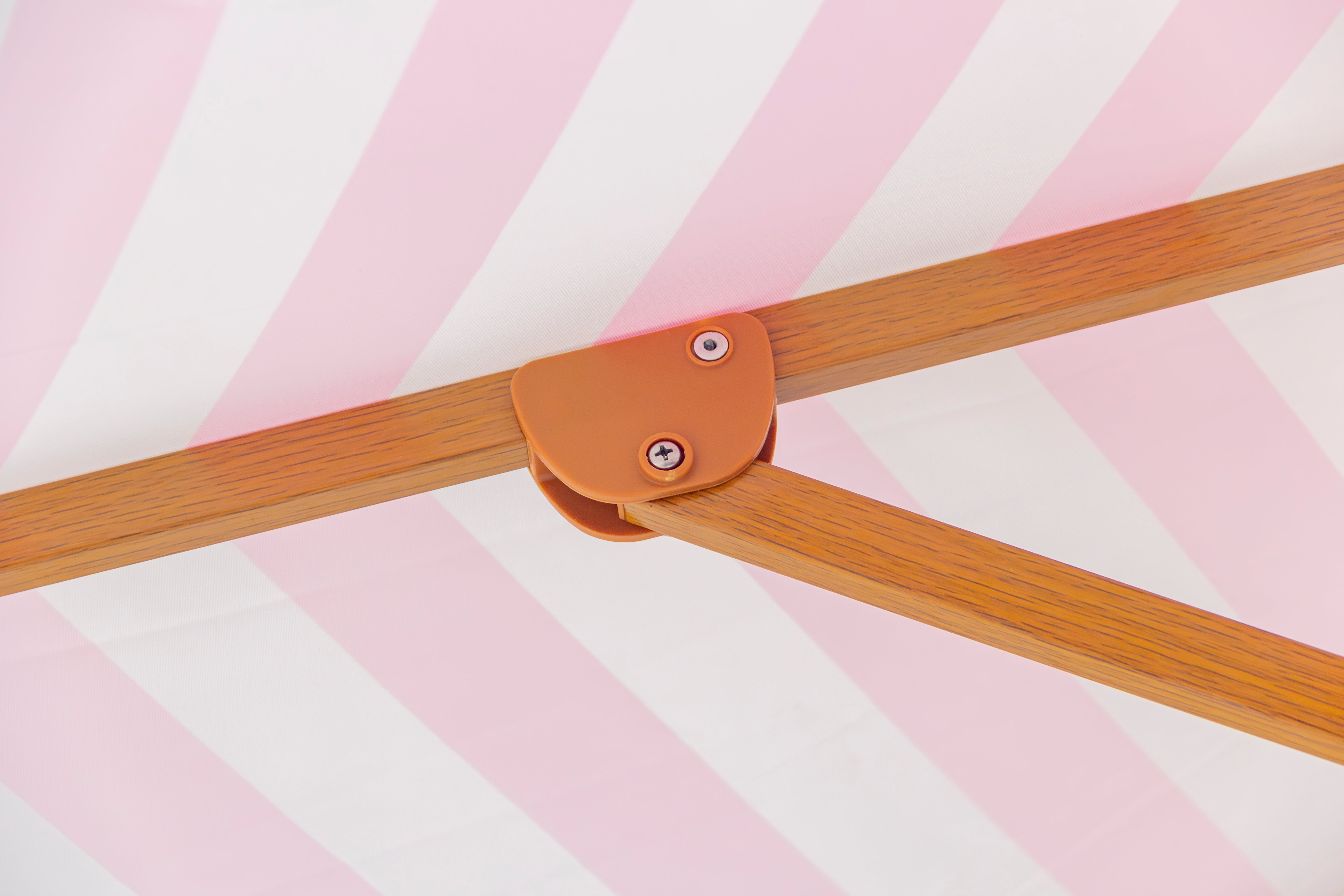 Flamingo 3m "Timber look" aluminum Umbrella with Cover - Pink & White Stripe