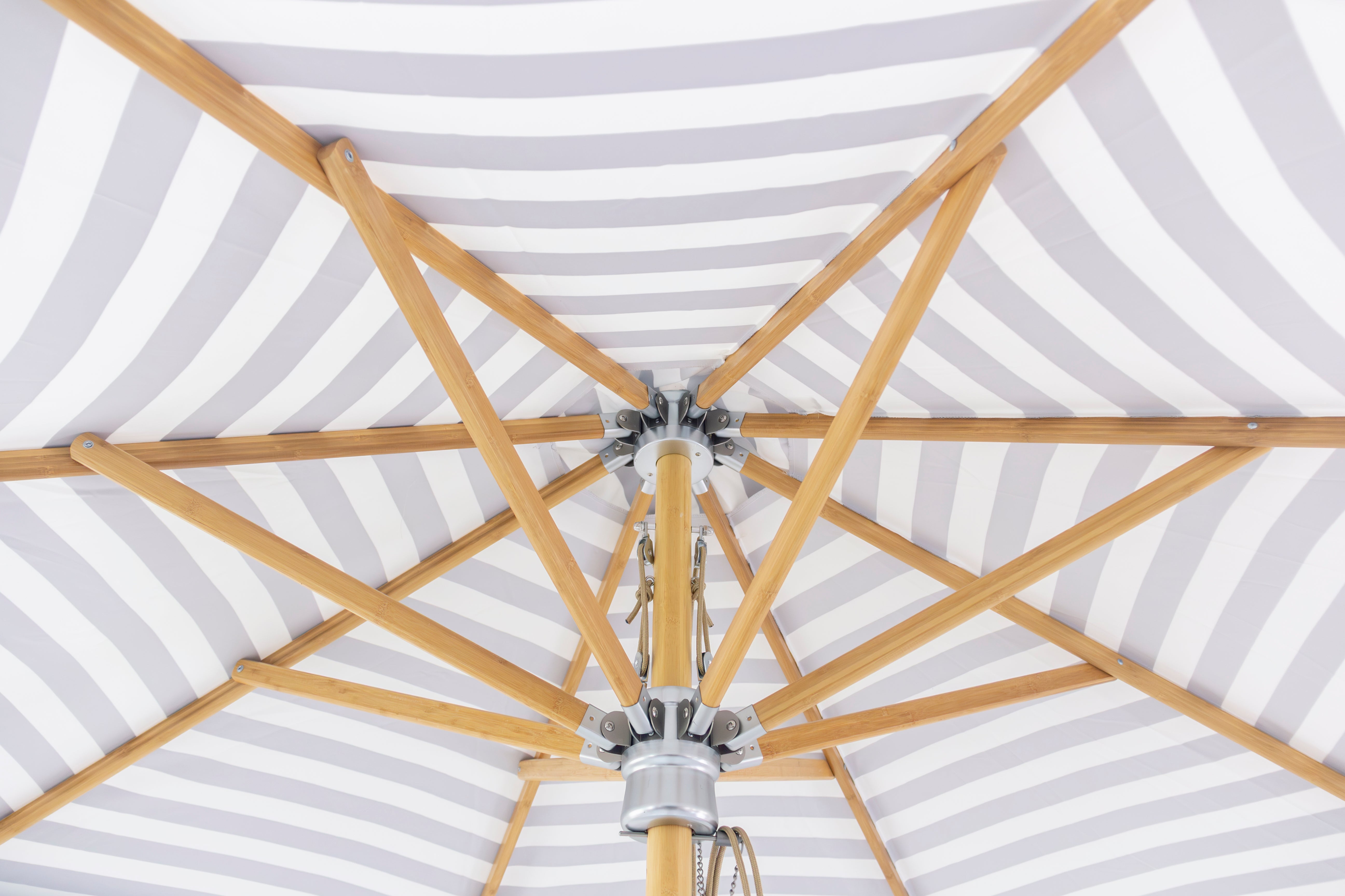 3m Deluxe Bamboo Umbrella with Cover - Black & White Stripe