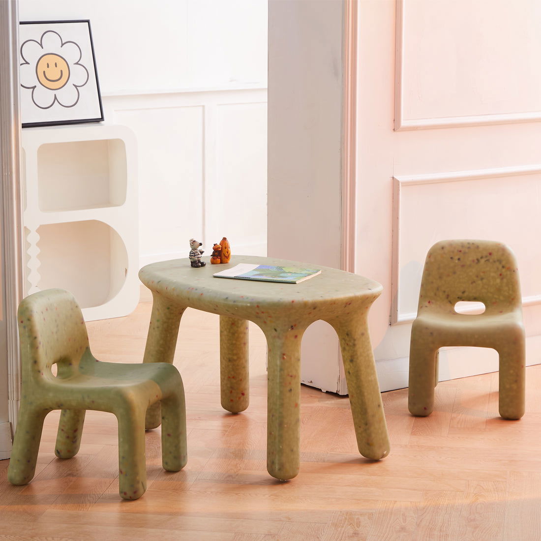 Odie Kids 3pc Table and Chair Set - Green Sprinkle - Odie Home