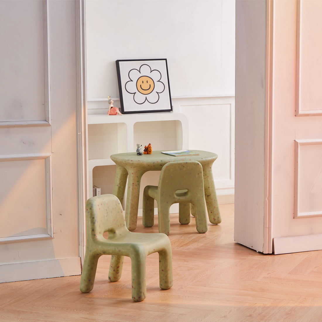 Odie Kids 3pc Table and Chair Set - Green Sprinkle - Odie Home
