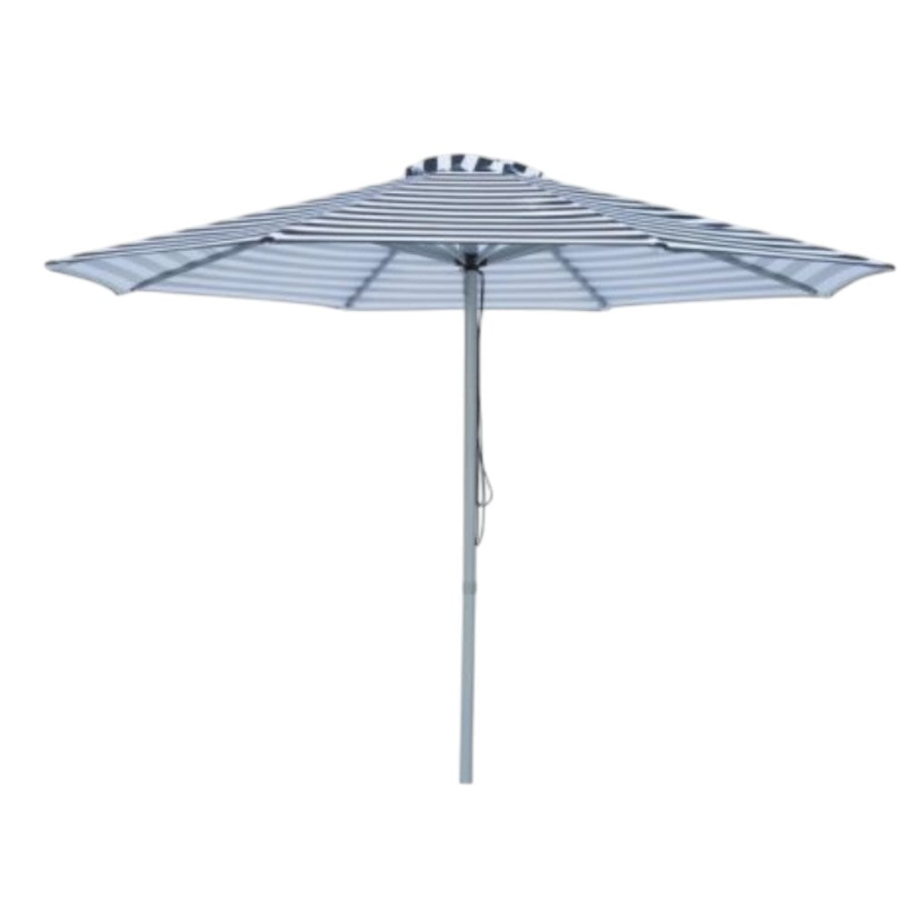 Santorini - 3m diameter navy and white aluminium umbrella with cover