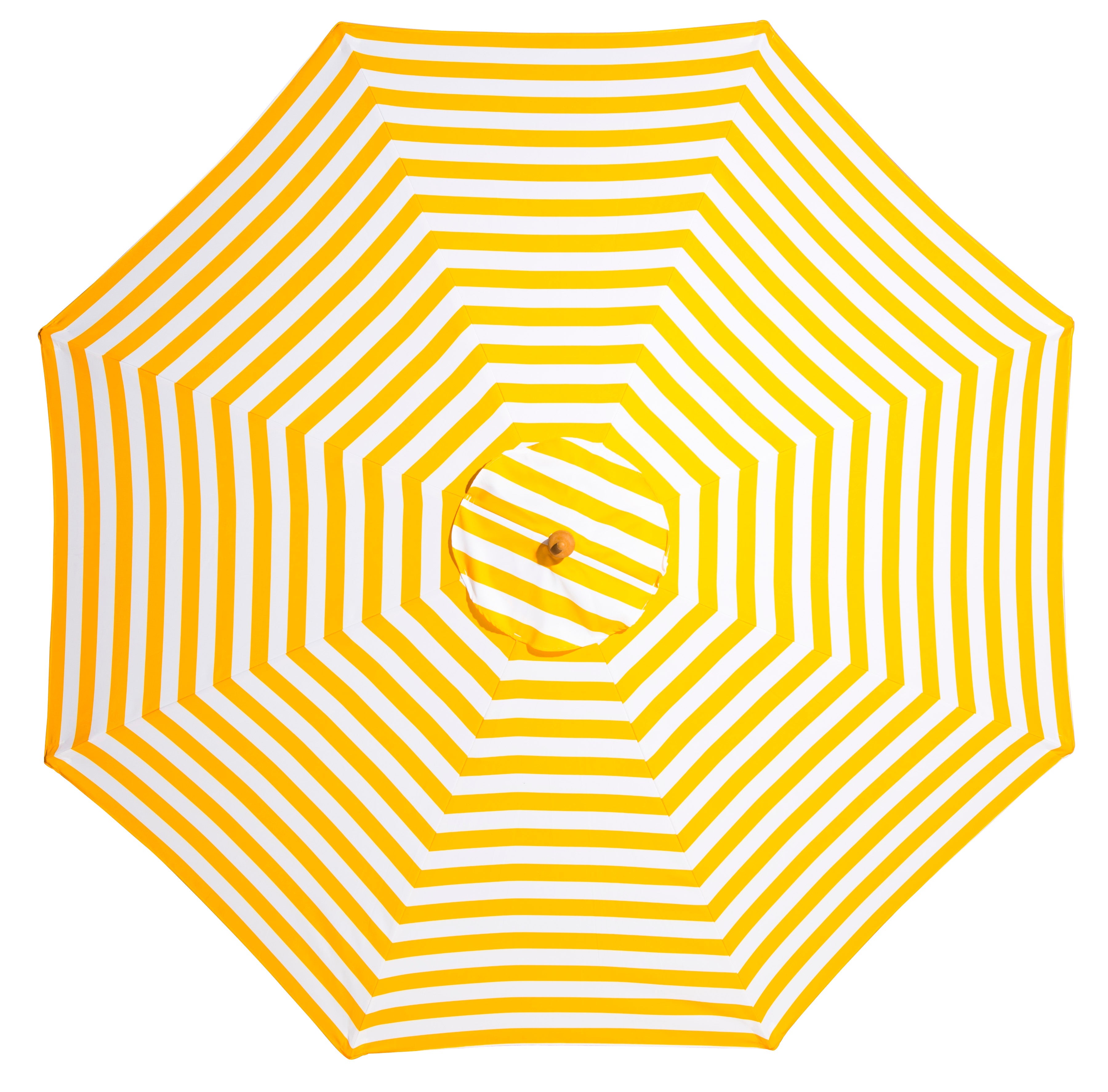 Sunny Marbella - 3m diameter yellow and white stripe umbrella with cover - Billy Fresh