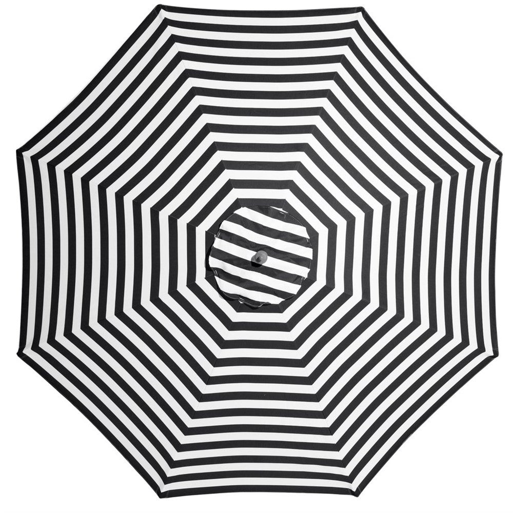 French Riviera - 3m diameter black and white stripe umbrella with cover