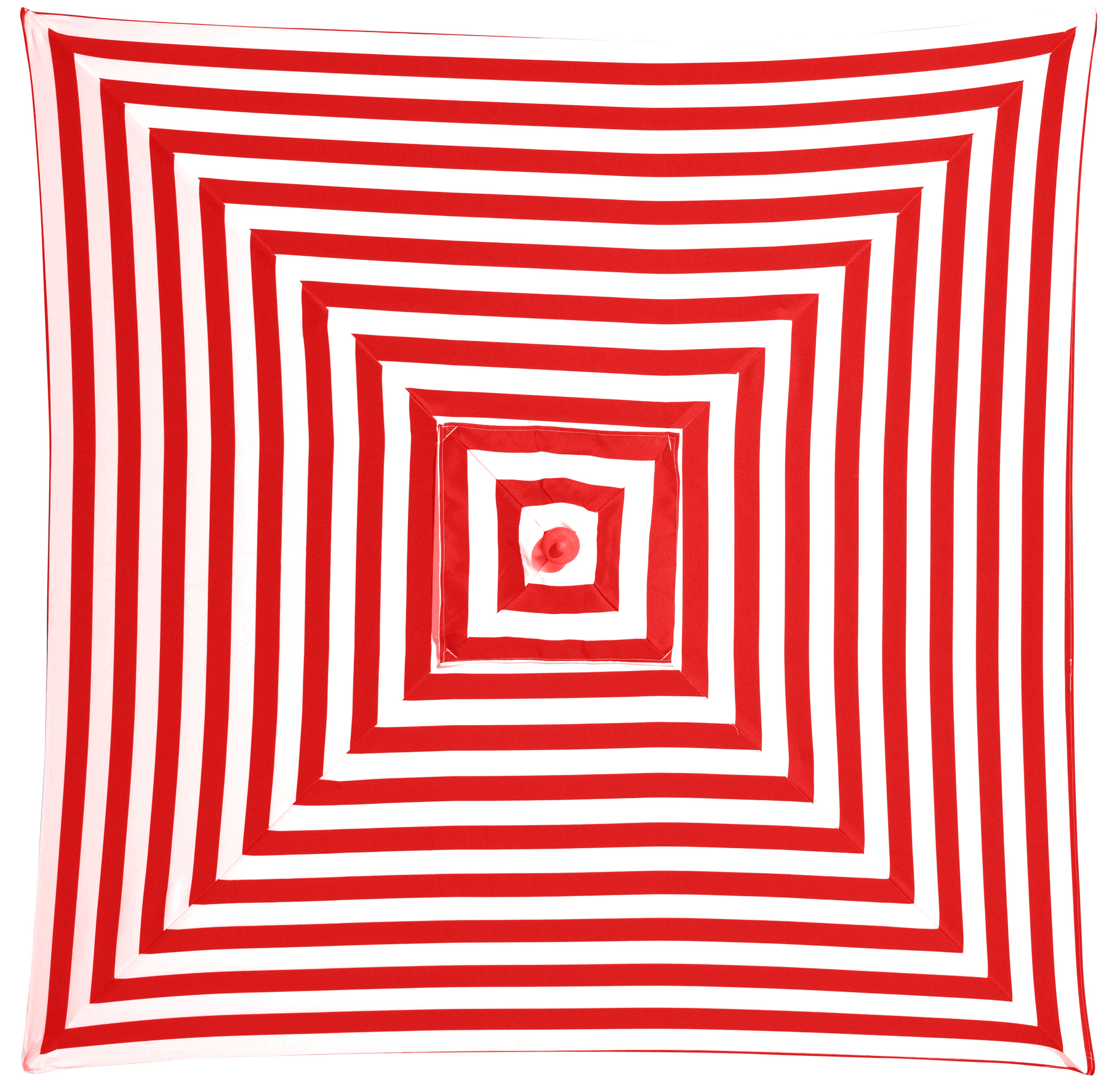 Monte Carlo - 2m square red and white stripe umbrella with cover - Billy Fresh