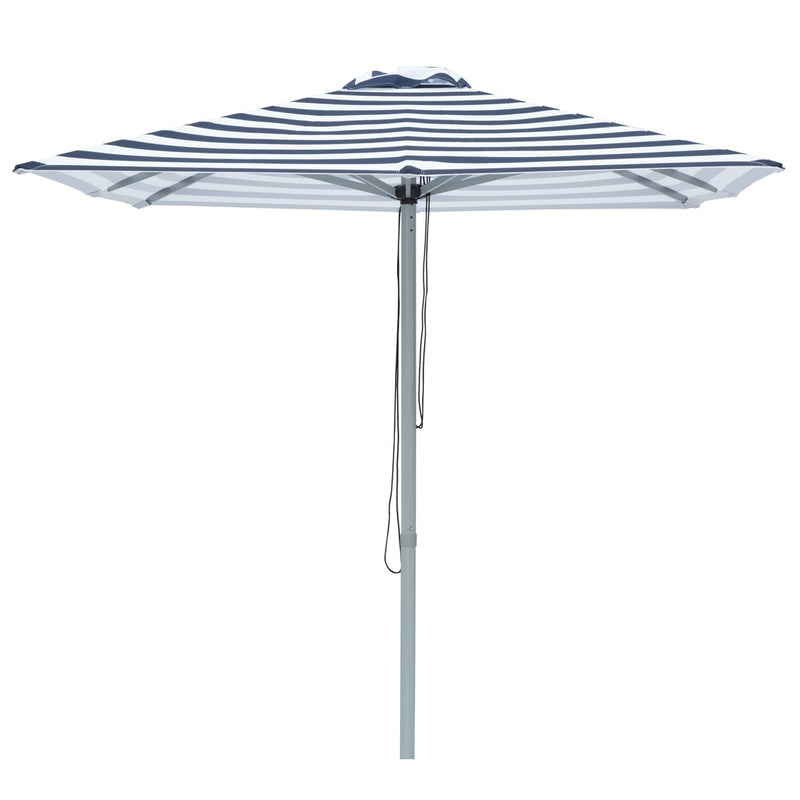 Santorini - 2m square navy and white aluminium umbrella with cover