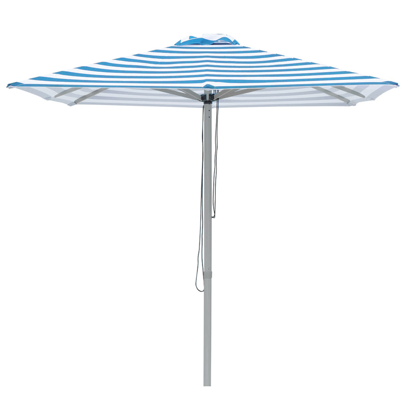 Horizon - 2m square Blue and white stripe aluminium umbrella with cover