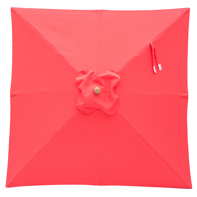 Red 2m square market umbrella with cover