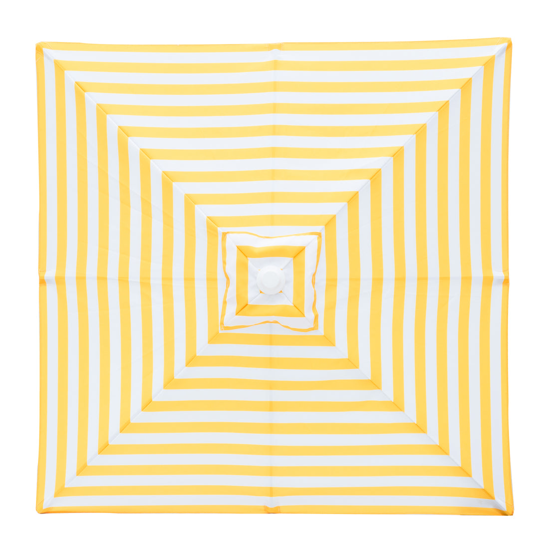 Capri - 2m square yellow and white stripe aluminium umbrella with cover - Billy Fresh