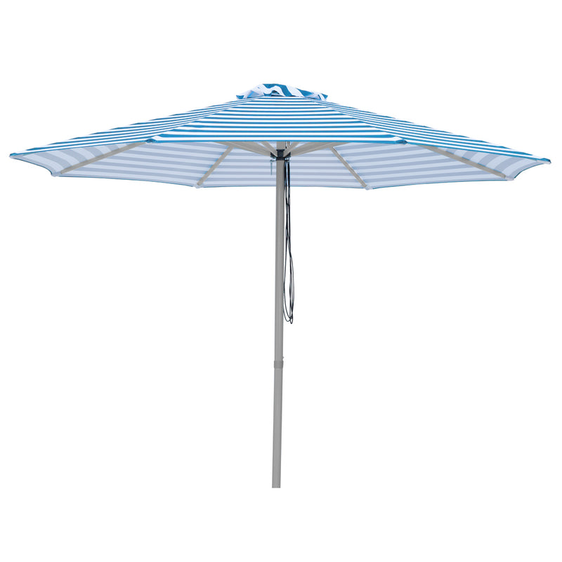 Horizon - 3m diametre Blue and white stripe aluminium umbrella with cover