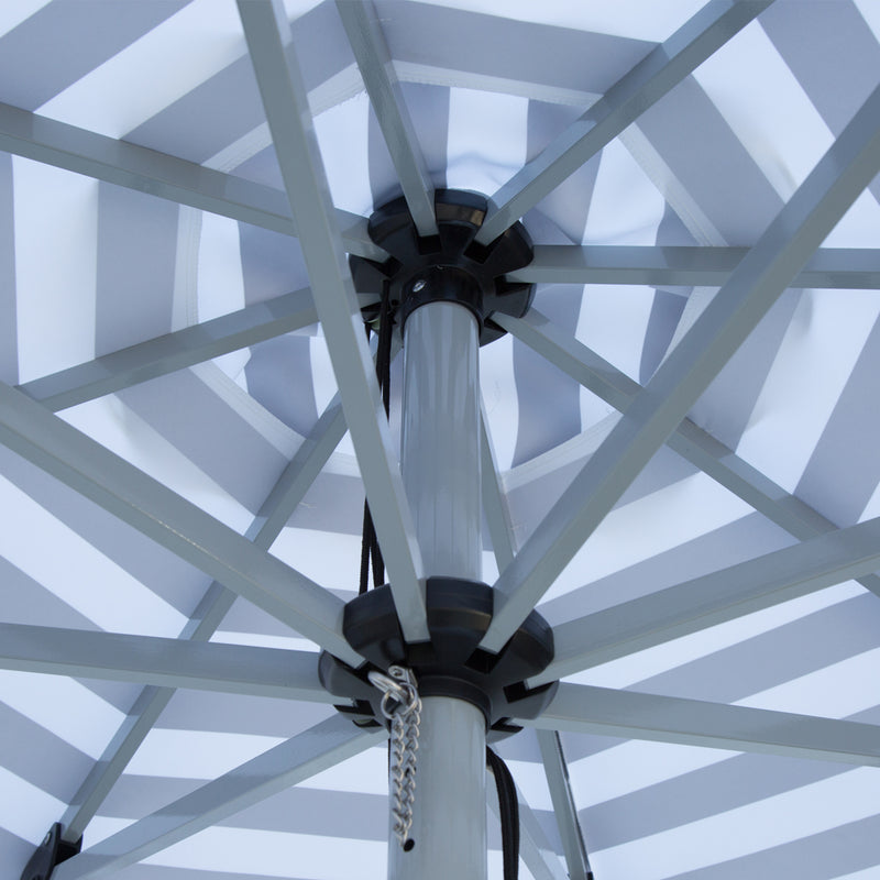Mont Blanc - 3m diameter black and white stripe aluminium umbrella with cover