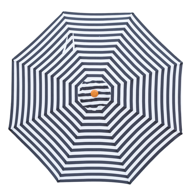 Aruba - 3m octagonal black and white stripe "timber-look" aluminium umbrella with cover