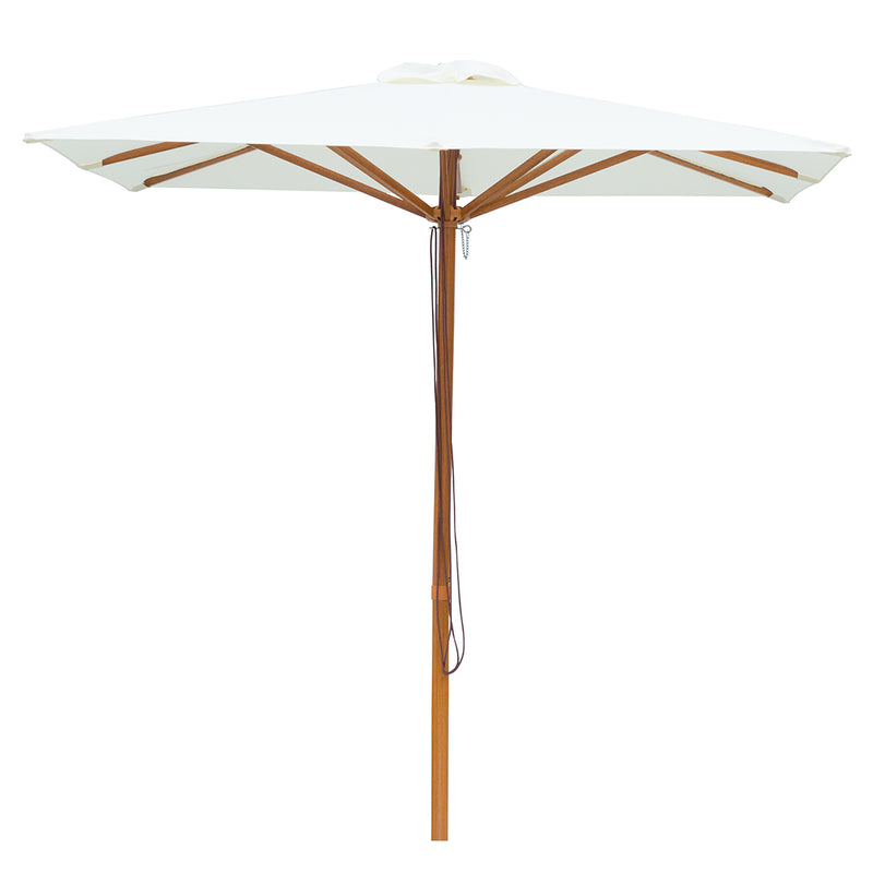 Cream - 2m square "timber-look" aluminium umbrella with cover